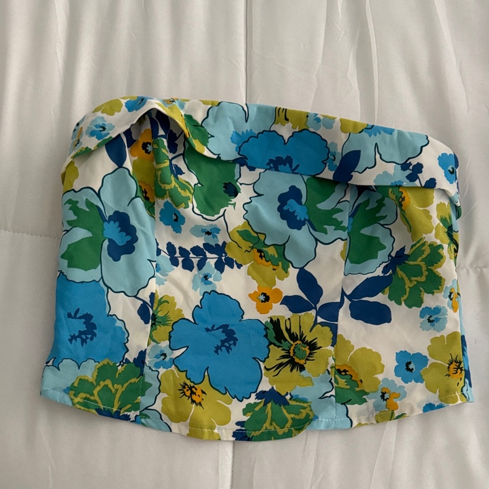 Princess Polly Floral Crop Top - Blue, Green, Yellow